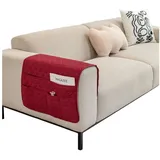 Rosnek Sofahusse Armbezug, wasserabweisend, rutschfest, mit Seitentasche, für Sofa, 50x90cm rot