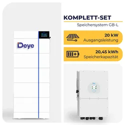 Deye Hybrid-Wechselrichter mit 5x Deye GBL | Hochvolt-Speichersystem | 3-phasig | 20 kW | 20,45 kWh