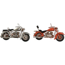 Home ESPRIT Dekofigur Motorrad Grau Orange Vintage 27 x 11 x 15 cm (2 Stück)