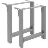 Wiltec Tischkufen Tischbeine aus Vierkantprofilen 70x24x72 cm grau pulverbeschichtet Tischgestell Tischfüße
