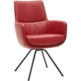 Dieter Knoll Armlehnstuhl, Schwarz, Dunkelrot, Metall, Leder, Semi-Anilinleder, Rundrohr, 60x90x61 cm, Beinauswahl, Lederauswahl, Typenauswahl, Sitzfläche 360° drehbar, Esszimmer, Stühle, Esszimmerstühle, Armlehnenstühle