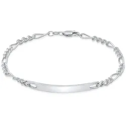 Armband KUZZOI "Herren ID Platte Figaro Klassisch 925 Silber" Gr. 21, silber, Armbänder, Herren, 21cm, ohne Stein, Silber 925 (Sterlingsilber), Armbänder mit Gravur