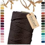 BooGardi Makramee Garn · Dunkelbraun 5mm x 100m · 3mm oder 5mm · viele Farben · Baumwollkordel · Baumwollgarn · DIY Bastelkordel · Kordelband