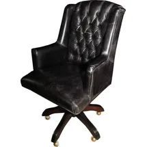 Casa Padrino Chefsessel Leder Schwarz