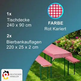 nyvi Bierbankauflagen Set 240 x 90 cm Rot Kariert 2 St.