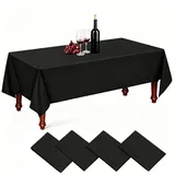4 Stück Einweg Tischdecke Schwarz, 137x274cm Tischdecke Bierzeltgarnitur, Wasserdicht Biertisch, Rechteckige Schwarz für Hochzeit, Party, Papiertischdecke Rolle