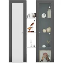 xonox.home Aufsatzvitrine 102 x 141 x 27 cm Weiß/Grau