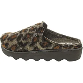 ROHDE Damen Pantoffel Filz Hausschuh Leoparden Muster Plateausohle Firenze 6101, Größe:42 EU, Farbe:Braun - 42