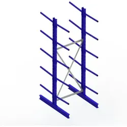 Meta Kragarmregal Grundregal IPE120 doppelseitig 3000 x 1000 x 1200 mm Enzianblau 10 Kragarmen je Ständer