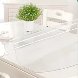 Zlovne Ovaler Küchen-Esstisch Tischdecke Tischfolie,Weicher Glas Transparente Tischdecke,1mm Dicke Tischschutz,wasserdichte ölfeste PVC-Tischfolie Durchsichtig,Anpassbar (70x120cm/28x47inch)