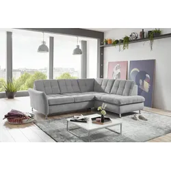 Ecksofa DIE PLANBAR "MP-IN20016 L-Form mit Federkern-Polsterung", silber, B:242cm H:87cm T:116cm, 100% Polyester, Sofas, wahlweise mit Kopfstützen und Bettfunktion, mit Federkern-Polsterung