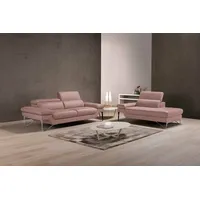 Egoitaliano Polstergarnitur Princess Design und Sitzkomfort im Einklang, bequem und hochwertig, Set aus 2,5 Sitzer und freitehende Ottomane, Kopfstützen verstellbar rosa
