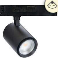 ISOLED 3-Phasen Schienen-Strahler fokussierbar, 42W, 20°-70°, schwarz matt, 3000K,