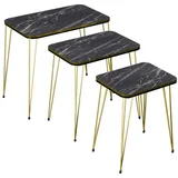[en.casa] Satztisch Rudkøbing 3er Set schwarze Marmoroptik / Gold
