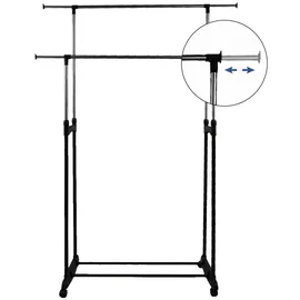 jeobest Kleiderständer Kleiderstange Wäscheständer Kleiderwagen Höhenverstellbar 108 - 170cm, Doppel Garderobenständer mit Rollen, Schuhablage schwarz