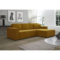 Fun Möbel Ecksofa Schlafsofa Sofa CONOR Stoff Kronos Goldbraun Ottomane Rechts