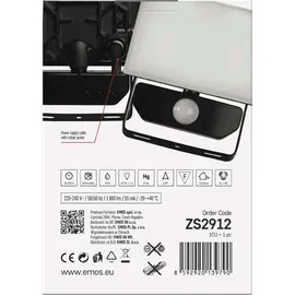 EMOS - LED-Strahler Tambo mit Bewegungsmelder - dünnes Aluminium Flutlicht - wasserdicht - neutralweiß - 1000 lm - 10 W - für Außen - schwarz, ... - Schwarz