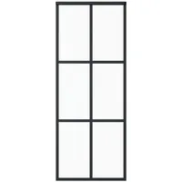 vidaXL Schiebetür ESG-Glas und Aluminium 76x205 cm Schwarz