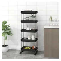 vidaXL Küchenwagen 5 Etagen Schwarz 42x29x128 Cm Eisen Und Abs Vidaxl