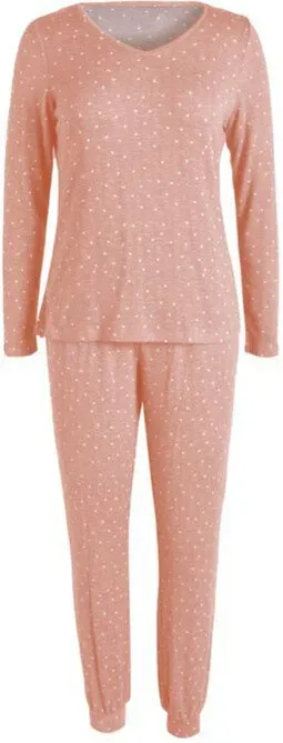 IZURIA Oberteil- und Hosen-Set, pink, bedruckt, mit V-Ausschnitt und langen Ärmeln, Größe S