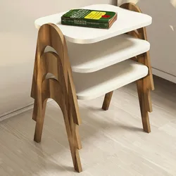 Skye Decor, Paris- Paris PRL, Nussbaumfarbe,,Creme, Couchtische, 42x48,6x35,5 cm, 100% Melaminbeschichtete Partikelplatte