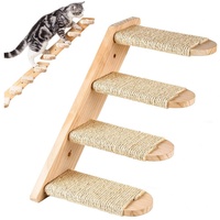 CALIYO Katzen-Kletterwand Katzenkletterregal, Wandmontage, vierstufige Katzentreppe, innen Kletterwand Katzenmöbe für Katze Klettern Spielen Faulenzen braun|gelb