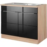 KOCHSTATION Spülenschrank »KS-Brindisi«, 100 cm breit, inklusive Einbauspüle, schwarz