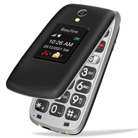 Easyfone Prime-A1 Pro GSM Großtasten Seniorenhandy Klapphandy ohne Vertrag, SOS Notruftaste mit GPS, 1500mAh Akka mit Ladestation (Schwarz, 2G GSM)