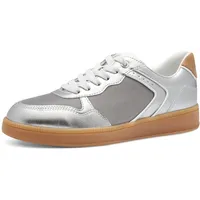 Marco Tozzi Damen Sneaker flach mit Schnürsenkeln Bequem, Silber Größe 39 EU