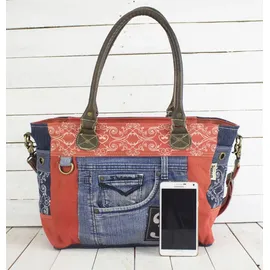 Sunsa Damen Tasche aus Jeans/Canvas & Leder. Große Crossbody bag Schultertasche Shopper, Geschenkideen für Frauen/Mädchen nachhaltige Produkte, 52433