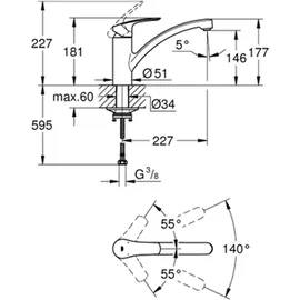 Grohe Eurosmart flacher Auslauf, matt