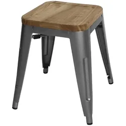 Bolero Bistrohocker aus Stahl mit Sitzfläche aus Holz - grau (4 Stück)