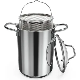 Navaris Spargeltopf Kochtopf Nudeltopf 3,9l - Topf zum Kochen von Spargel oder Spaghetti - aus Edelstahl mit Siebeinsatz - BPA-frei spülmaschinenfest