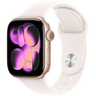 Apple Watch Series 11 GPS 42mm Rose Gold Aluminium Sport Band light blush S/M