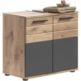 xonox.home X12B8705 Mason Waschbeckenunterschrank Grau, Waschtisch Unterschrank 60 x 56 x 34 cm