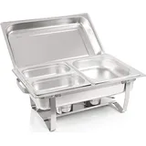 BC-ELEC Speisenwärmer Buffetwärmer 1x GN1/2 + 2x GN1/4 bain marie mit Deckel, 60x37x29cm