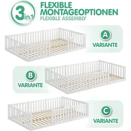 Cadani Kinderbett Teso 120 x 200 cm Kiefer massiv weiß