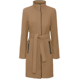 Vero Moda Kurzmantel VERO MODA "VMBLASSJESSY AW WOOL JACKET GA LCS", Damen, Gr. XS, beige (tigers eye), Web, Obermaterial: 64% Polyester, 30% Wolle, 6% Nylon, unifarben, Po-bedeckend, V-Ausschnitt, Mäntel Kurzmantel, mit Wollanteil und Lederimitat Details
