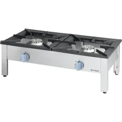 Stalgast Edelstahl Gas-Hockerkocher TOP, Doppelbrenner, G20, 1140x607x380 mm (BxTxH)