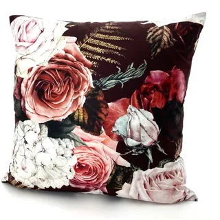 Dekokissen WECKBRODT "Rosen" Gr. 1, bunt (multi, geblümt), B:48cm L:48cm, Polyester, Dekokissen_Sitzkissen_Kissenhüllen, Samt-Optik, Velour, bedruckt, Blumen, Kissenhülle ohne Füllung