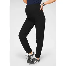 NEUN MONATE Umstandssweathose NEUN MONATE "Sweatshose mit Bund", Damen, Gr. 40/42, N-Gr, schwarz, Sweatware, Obermaterial: 95% Baumwolle, 5% Elasthan, unifarben, Basic, lässig geschnitten lang, Hosen, mit breitem Rippenbündchen