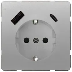 Siemens 5UB18701PM01 DELTA style USB-SCHUKO-Steckdose 2 USB A+C Leistung: bis zu 18 W, platinmetallic