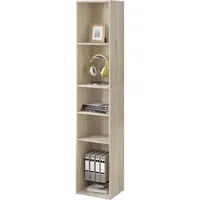 Woltu Bücherregal,, Eiche, Holzwerkstoff, 4 Fächer, Rechteckig, 30x151x26 cm,