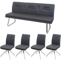 Mendler Esszimmer-Set HWC-H70, Sitzgruppe Esszimmergruppe Esszimmergarnitur, Stoff/Textil Edelstahl gebürstet