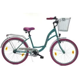 T&Y Trade 24 Zoll Kinder Mädchen City Fahrrad Mädchenfahrrad Bike Rad STVO Beleuchtung Reflex BLAU mit PINK 1 Gang Rücktritt