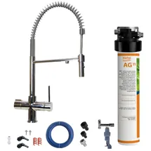 BieTal Aktivkohle 3-Wege Wasserhahn Chrom Silber