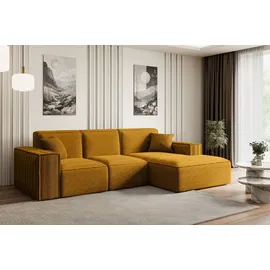 altdecor Ecksofa in L-Form Corner Sofa Bett Eckcouch Couch Wohnlandschaft Cauchsofa Serra-L - 266x165x73 cm Senfgelb