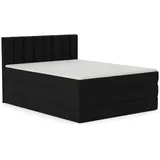 Deine Möbel 24 Boxspringbett MEXICO Echtes Boxspringbett Polsterbett Komplettbett inkl. Topper (Beige Hellgrau Blau-Grau Anthrazit Schwarz, 4-St., 2 Bonellfederkernmatratzen H3 + 1 Taschenfederkenmatratze H3), 140x200 160x200 180x200 180x200 200x200 inkl. Bettkasten schwarz