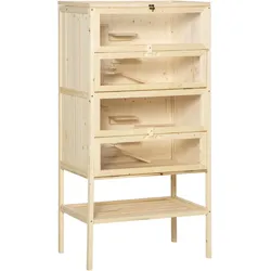 PawHut Kleintierkäfig Tannenholz, Stahl