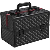 Yaheetech Schminkkoffer schwarz Kosmetikkoffer Alu Werkzeugkoffer Nagel Koffer Beauty Case 34,7 x 22,2 x 25 cm